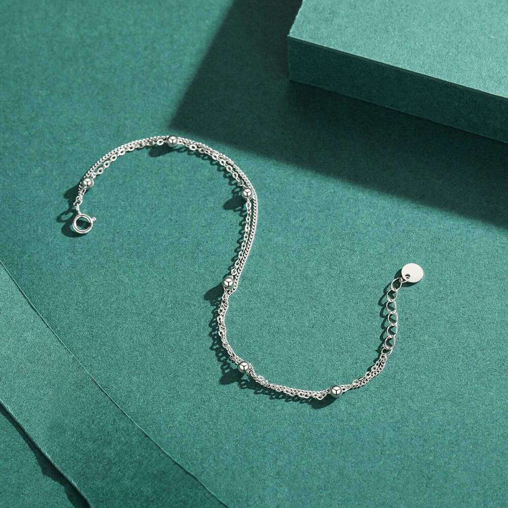 Modian Double Layer Beads Link Chain 100% 925 Sterling Silver Trendy Simple Female Bracelet For Women Wedding Jewelry Z260225