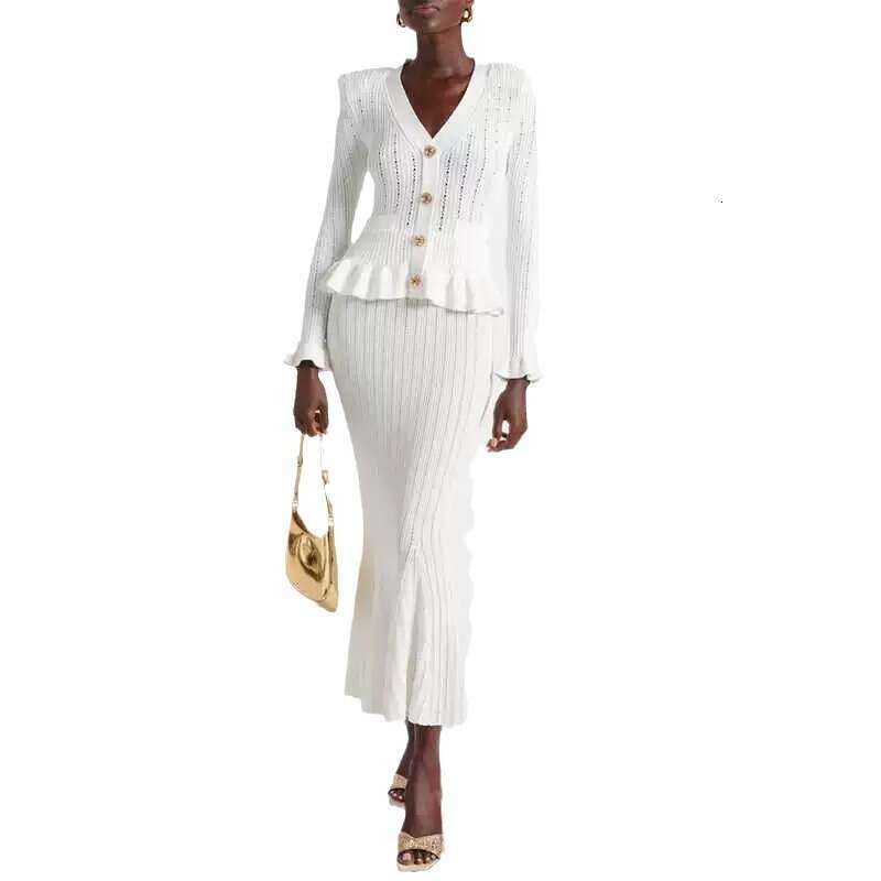 2026 Autumn/Winter New Women's Social Goddess Design Ruffle hem Knitted Slimming Fishtail Long Dress