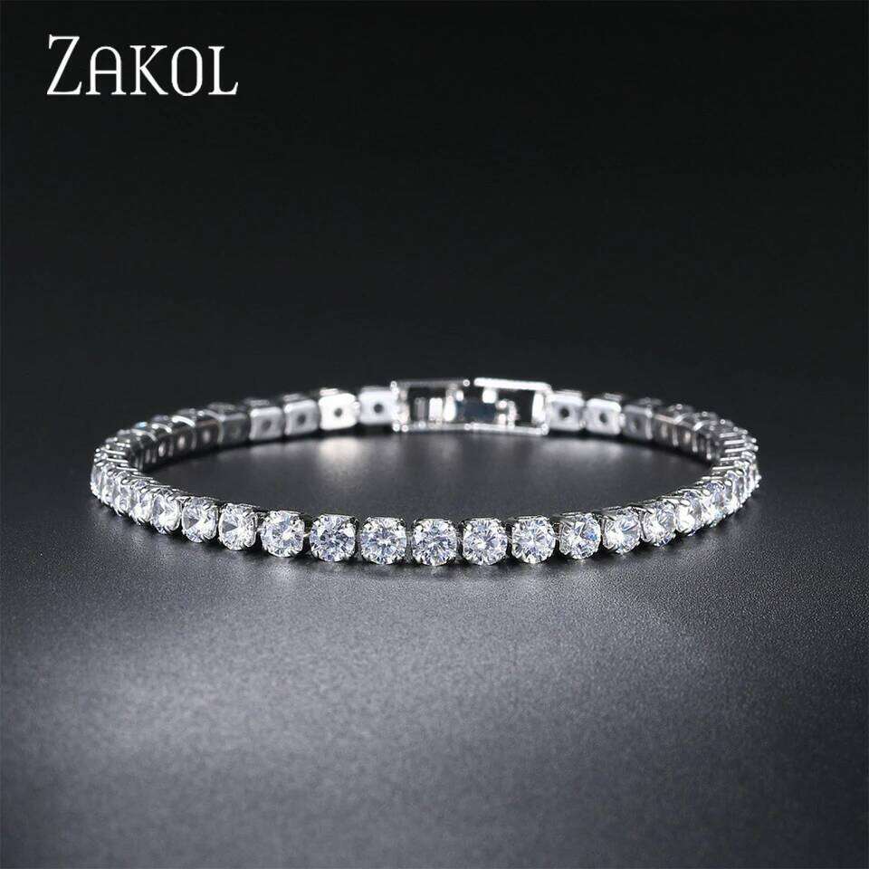ZAKOL 2.5/4mm Hip Round Cubic Zirconia Tennis Bracelet For Women Exquisite Sparkling CrystalFashion Jewelry Pulseras Mujer Z260225