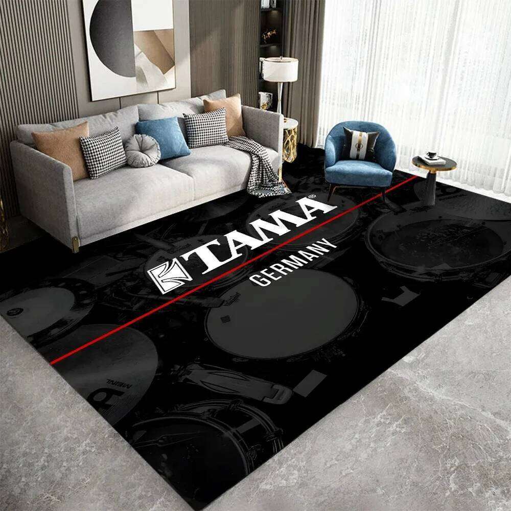 Stylish T-TAMA Drum Print Floor Mat Anti-Slip Carpet Music Enthusiasts Unique Rug for Jazz or Electronic Drum-Themed Decor W260226
