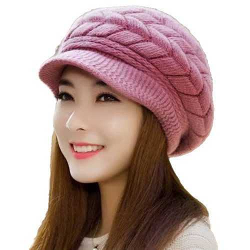 Middle-aged and Elderly Autumn and Winter Warm Knitted Wool Hat with Fleece Korean Fashion Versatile Beret for Women in Winter S260225B4TS
