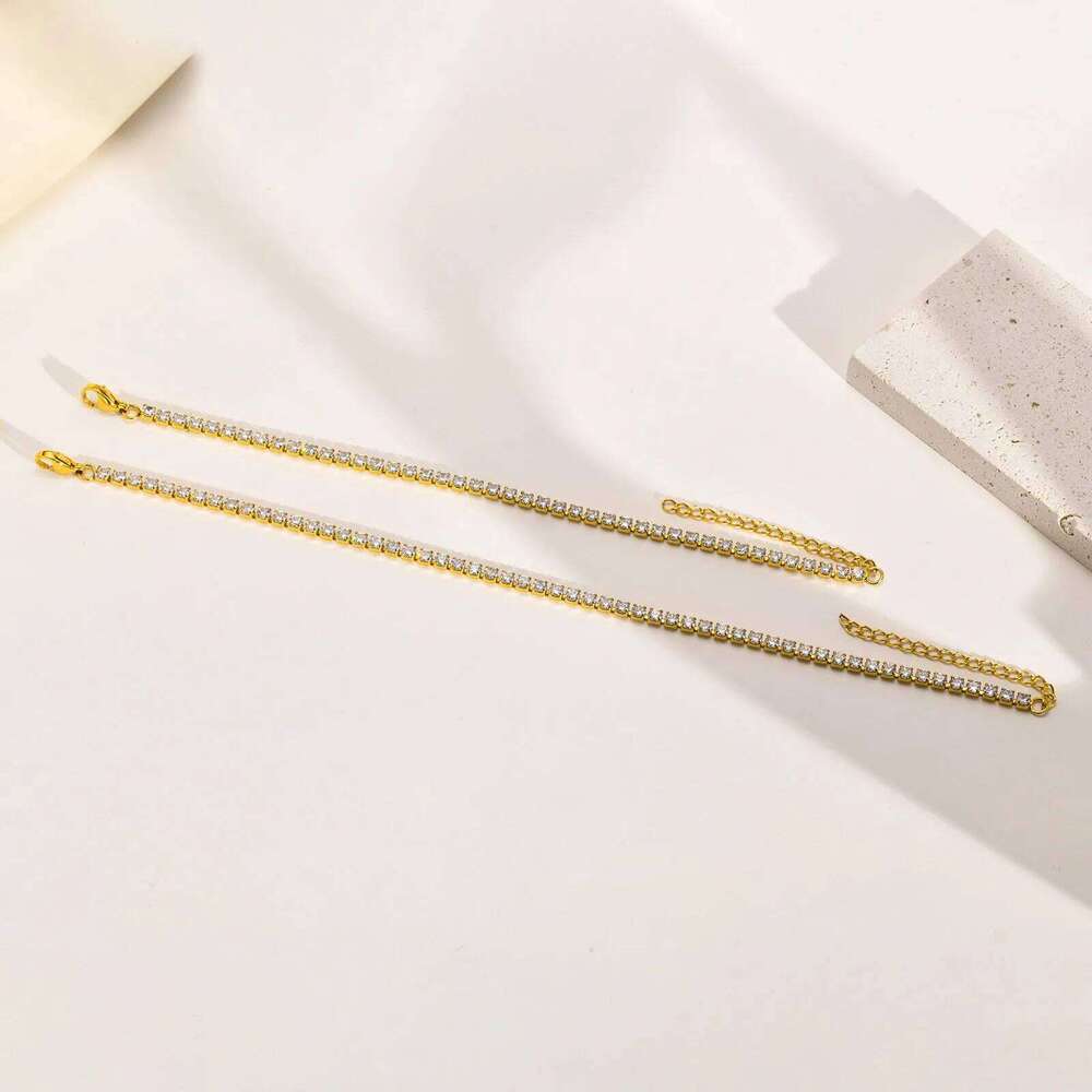 Tennis Gold Plated, Stainless Steel 3mm CZ Stone Anklet Bracelet for Men Women Jewelry Z260225