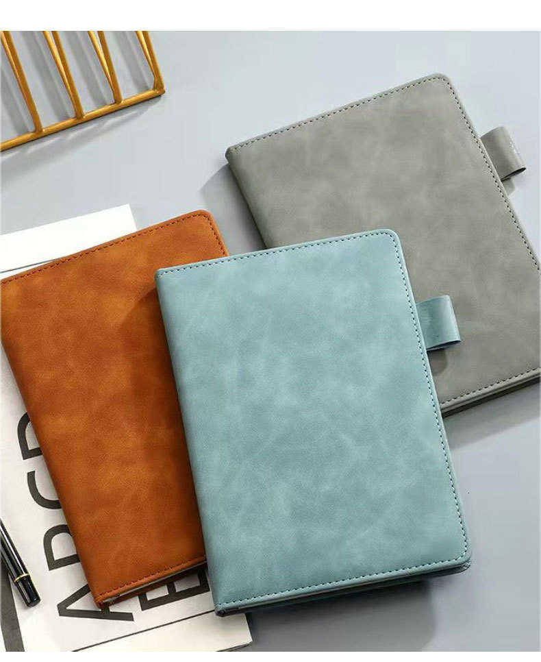 A5 notebook with engraved design and thickened cover for business use, leather-bound diary, simple record book, memo pad X250825