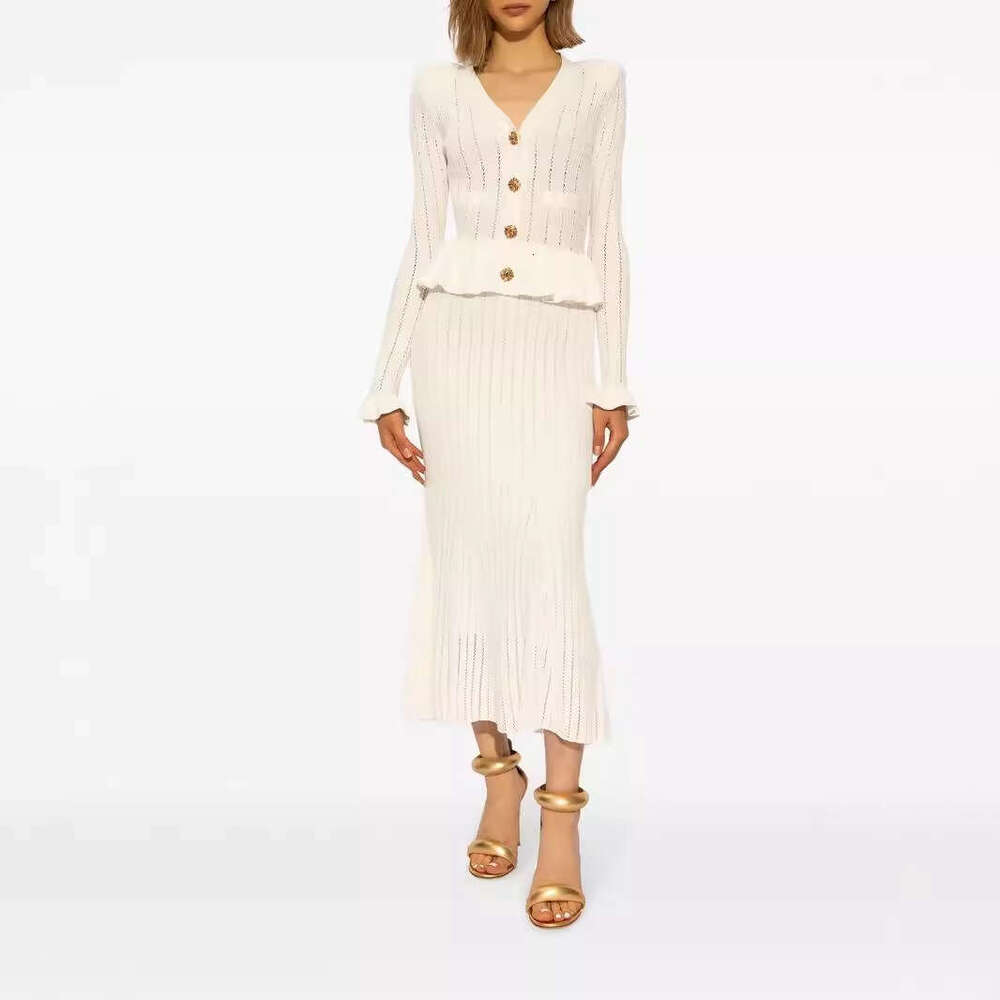 2026 Autumn/Winter New Women's Social Goddess Design Ruffle hem Knitted Slimming Fishtail Long Dress