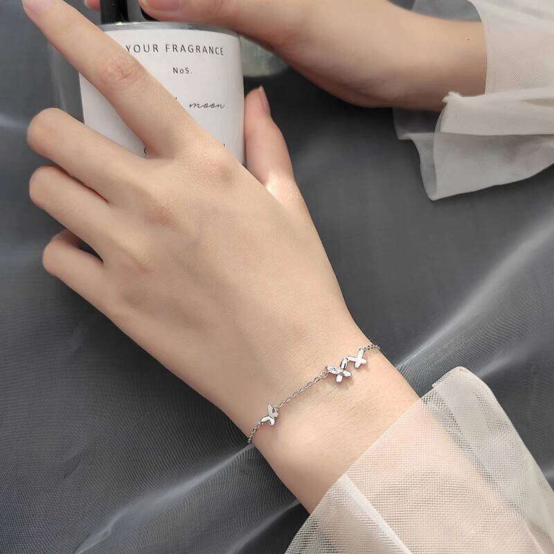 Modian New 925 Sterling Silver Clear CZ Butterfly Minimalist Chain Bracelet for Women Girl Original Bangle Fashion Fine Jewelry Z260225