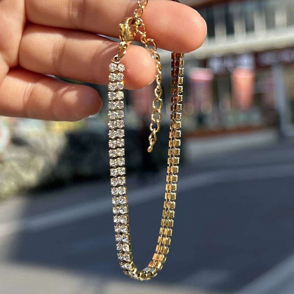 Minimalist Stainless Steel Tennis Bracelets For Woman Girls Simple Rhinestone Crystal Chain Bracelet Fashion Jewelry Z260225