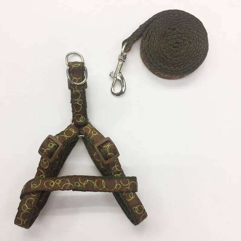 Print Nylon Harness Vest and Set Blue Pink Harnesses Chest Strap Collars For Small Dogs Puppy Outdoor Walking Leash Leads