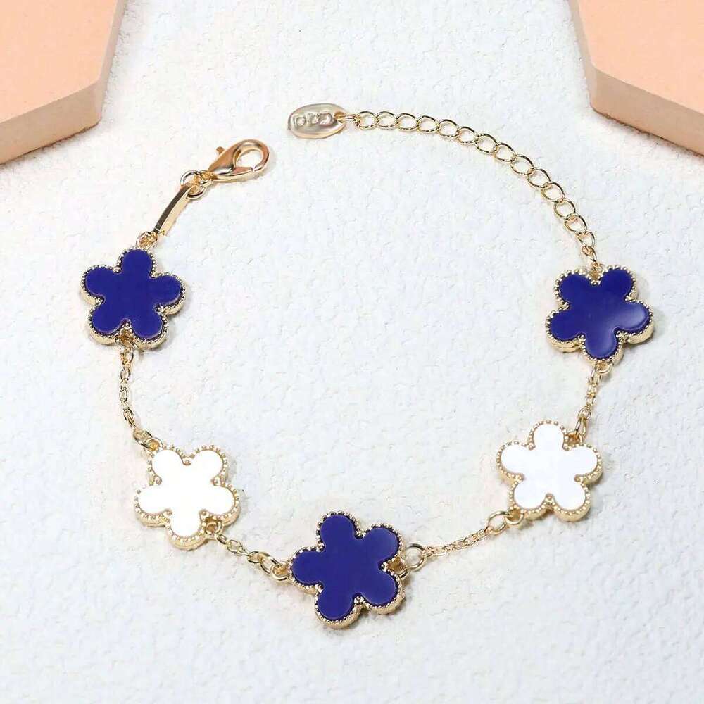 Fashion Double-Sided Plant Five-Leaf Plum Blossom Charm Bracelets for Women Girls Waterproof Clover Jewelry Gifts Best Friends Z260225