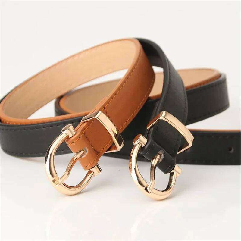 Women New PU Leather Simple Metal Buckle Belt Girls Dress Jean Pants Waistband Belts for Lady Luxury Designer Brand Y260225