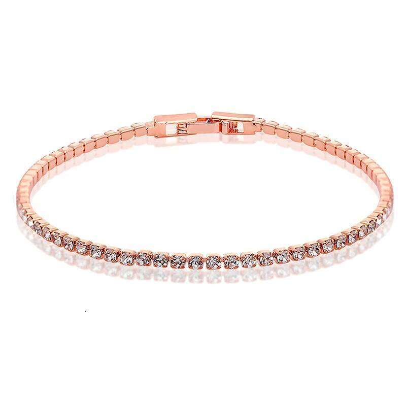 2mm 13.5 15-17cm Cluster CZ Link Chain Tennis Bracelets For Women Girls Friend Jewelry Thin Brass Gold Color Pulsera Bracciali Z260225