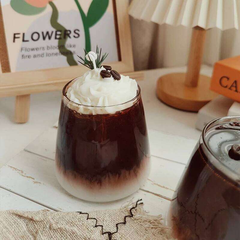 Handmade Glass Scented Candle Milk Foam Iced Americano Black Coffee Fragrance Gift Soy Wax W260226