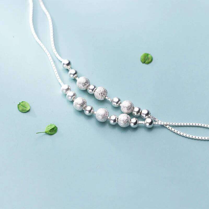 Modian Fashion Double Box Chain for Women Frosted Ball and Light Beads Sterling Silver 925 Bracelet Fine Jewelry 2020 Design Z260225