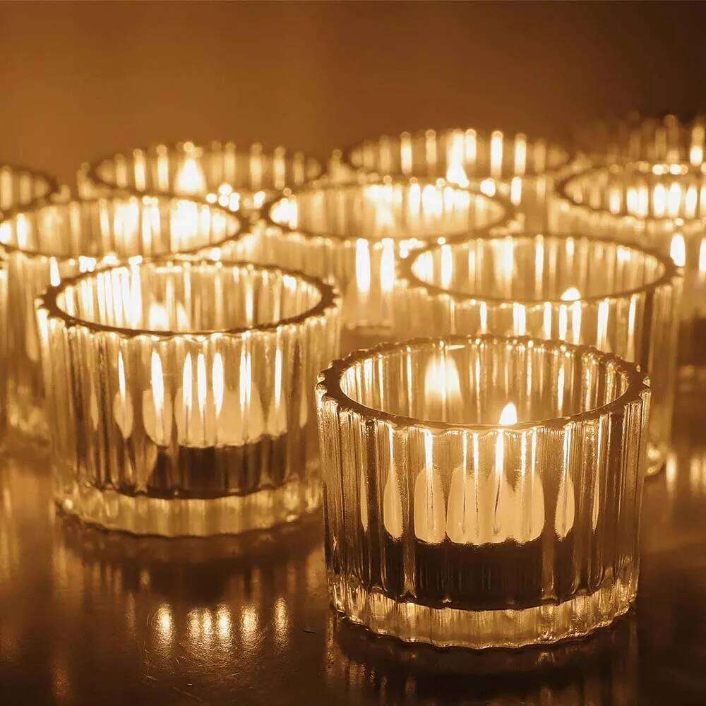 Tea Lights for Wedding Decoration, Clear Glass Small Votive Candle Holders Home Table Centerpieces Birthday Party W260226