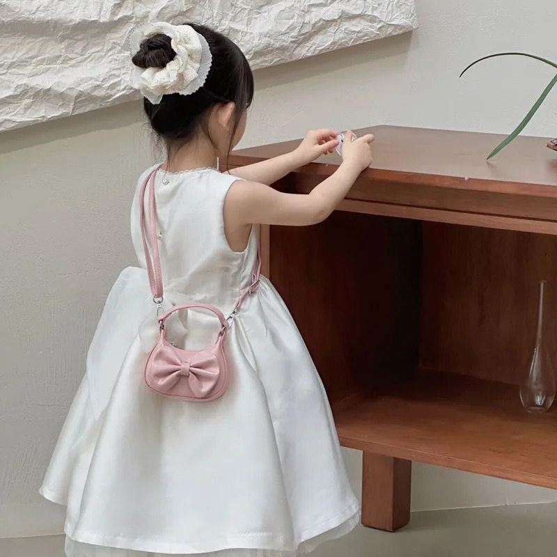 2026 Kids Girls Cute Bowknot Handbag Fashion Crossbody Bag Detachable Strap Mini Shoulder for Children Stylish Purse 260311
