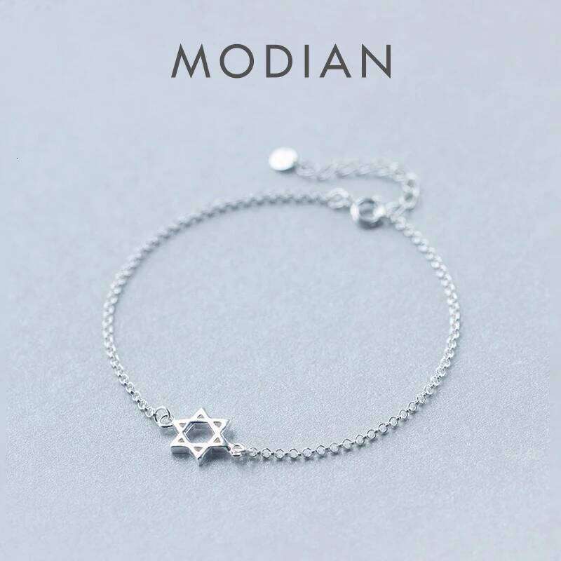 Modian Fashion Real 100% Sterling Hexagram and Star Simple Chain Bracelet Female Silver 925 Fine Jewelry Accessories Z260225