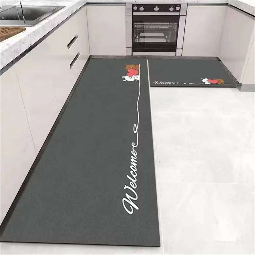 VIKAMA Kitchen Oil-Proof And Water-Proof Crystal Velvet Floor Mat, Household Washable, Long, Dirt-Resistant Carpet, Home Decor W260226