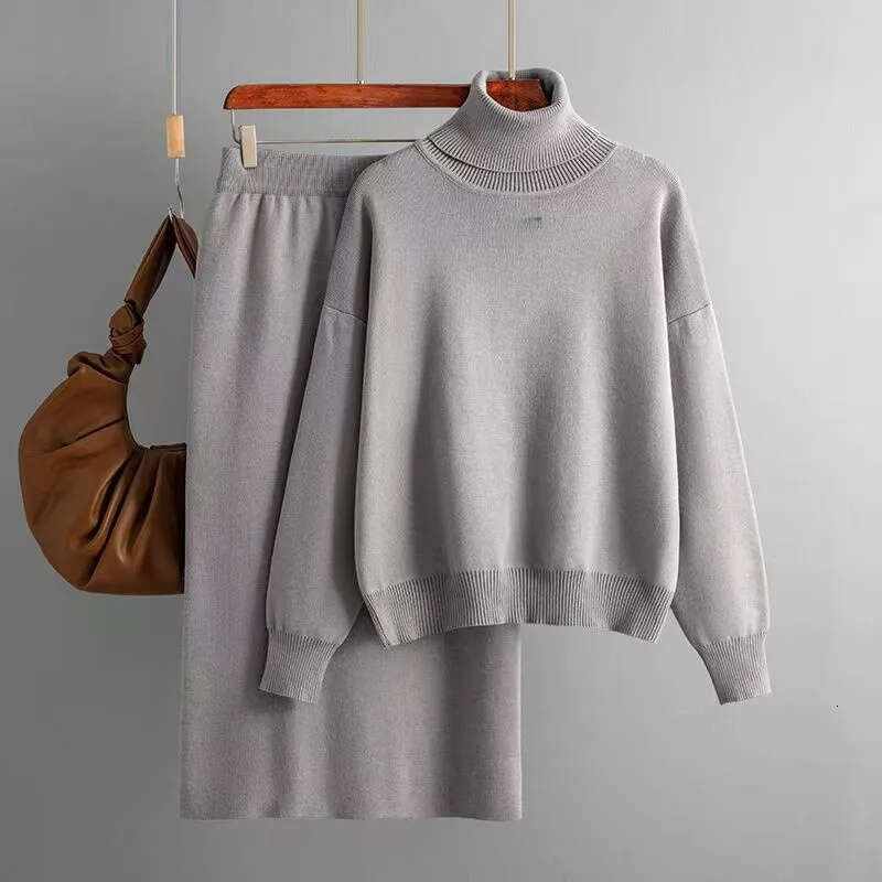 Designer winter women's sports suit knitted two-piece hooded sweater slim fit jumper casual sports pants