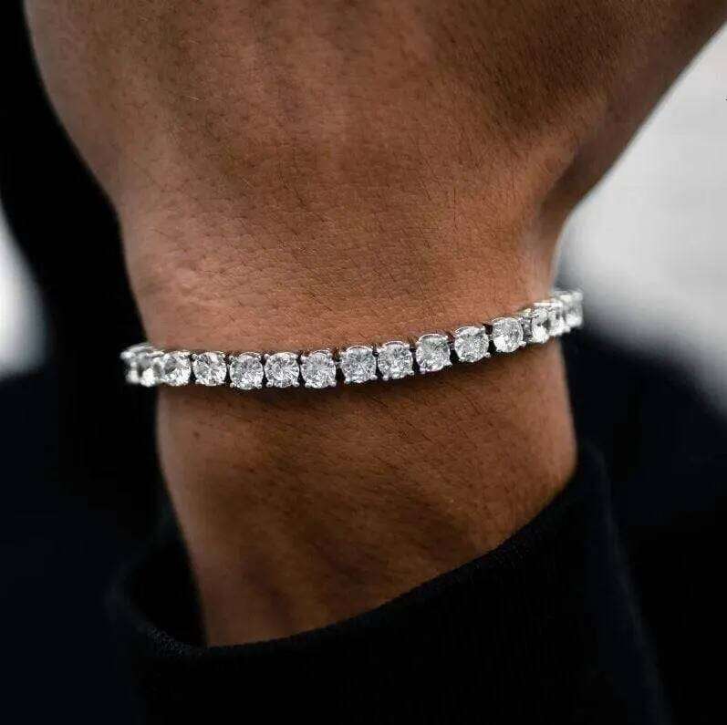 Luxury Crystal Tennis Hip Hop Bracelet for Men Homme Trendy Punk Zirconia Couple Chain on The Hand Streetwear Jewelry Z260225