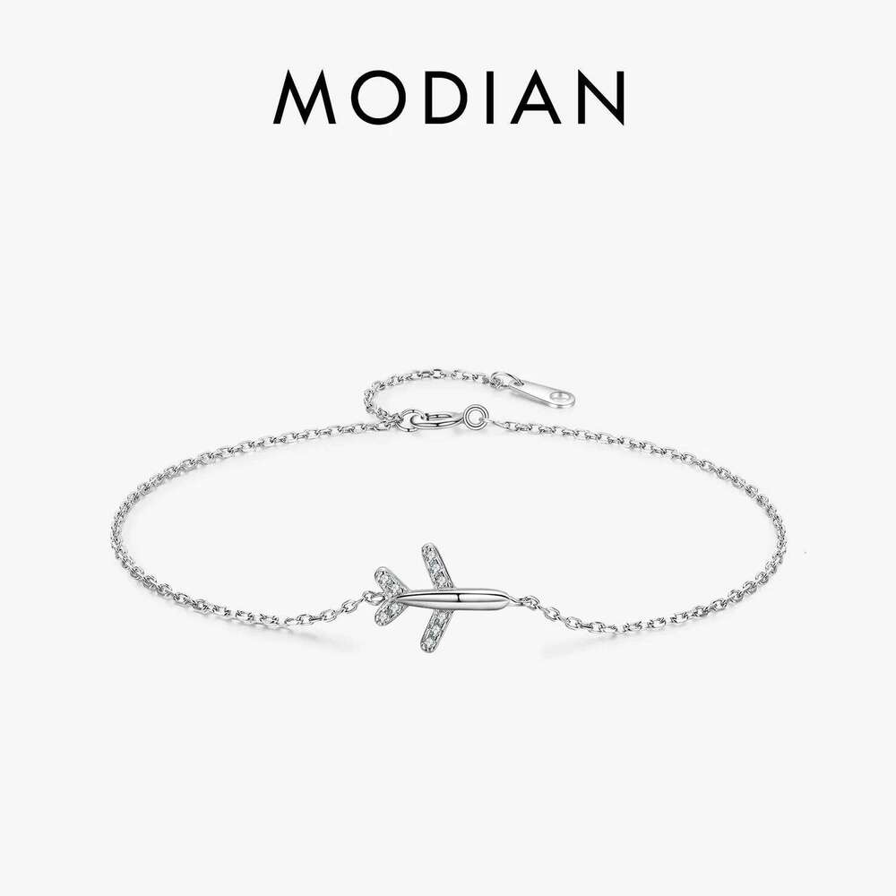 Modian Fashion Clear CZ Aircraft Bracelet Solid 925 Sterling Silver Charm Chain Exquisite Bracelets For Women Girls Jewelry Gift Z260225