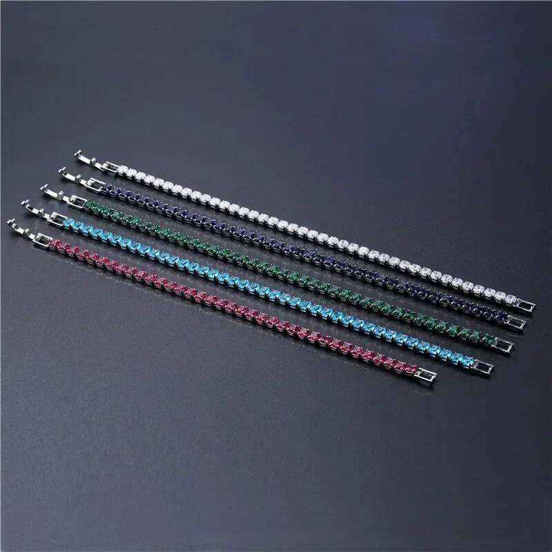 4mm Cubic Zirconia Tennis Iced Out Bracelets For Women Gold Silver Color Men Bracelet Chain Jewelry Z260225