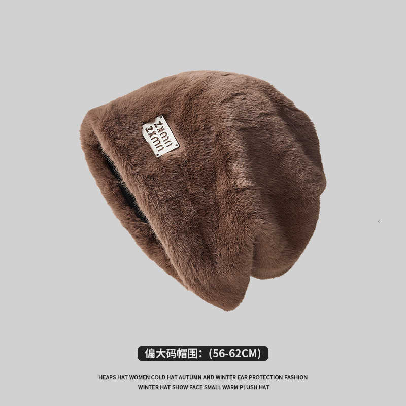 Rabbit Fur Pile Hat for Women Winter Warm Face Covering Cold-Proof Plush Fisherman Hat Large Head Circumference Postpartum Cold Hat S260225