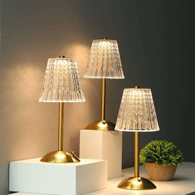 1 PC Luxury-Style Crystal Desk Lamp, Three-color Touch Charging - Suitable Restaurants, Cafes, as a Gift for Others H260225