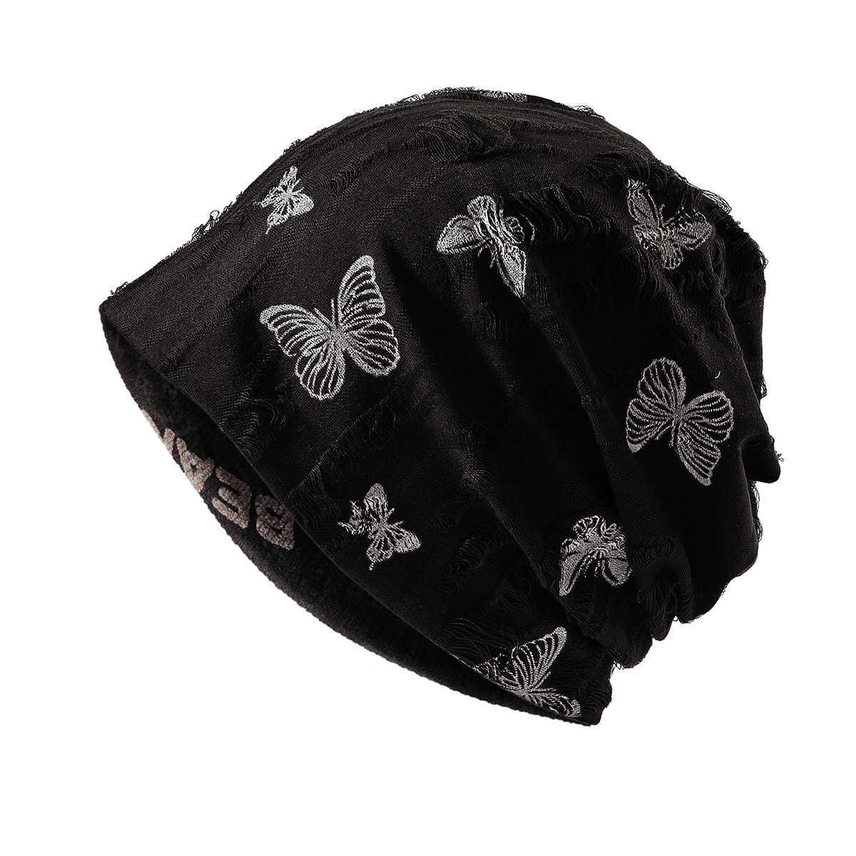 Unique butterfly print spring-summer thin hat for women ins-style headwrap stylish and versatile loose-fitting maternity hat S260225
