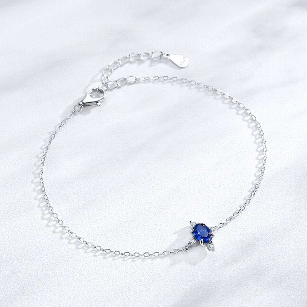 Ailmay 925 Sterling Silver Green Blue Oval Zircon Chain Bracelet For Women Simple Design Fine Hypoallergenic Jewelry Z260225