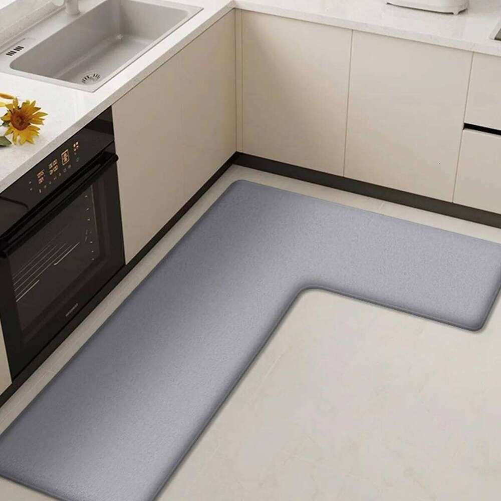 Thickened kitchen L-shaped absorbent floor household flannel non-slip anti-fall dirt-resistant oil-absorbing foot mat W260226