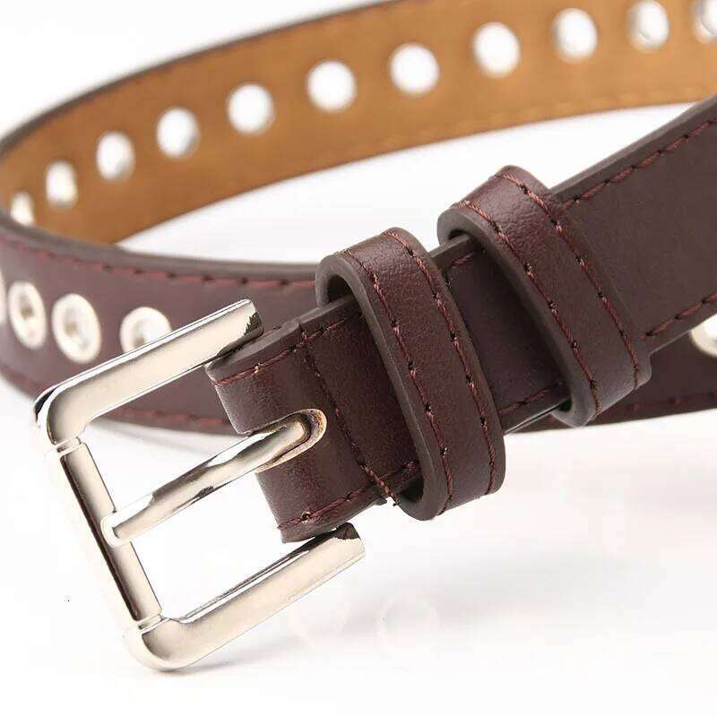 New Fashion Women Canvas Belts Hollow Out Air Hole Waistband Long Personality Casual Metal Ring Wild Belt Ceinture Femme Present Y260225