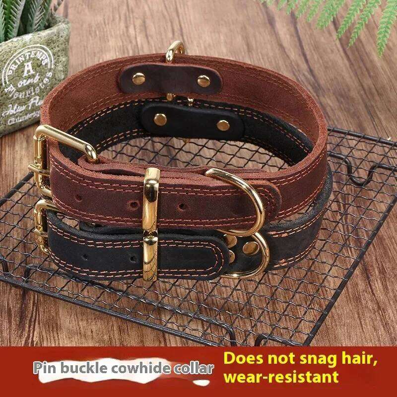 Top Grain Leather Dog Collar-Handcrafted Adjustable Collar Small Medium Large Dogs Soft Lined Pet Necklace for Teddy German