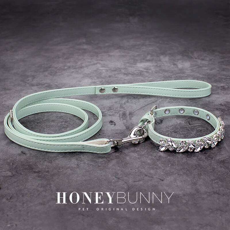 Dog Luxury Leather Collar with Rhinestone Bling Blink Butterfly Fashion Pet Leash Accessories Blind Drop Shipping