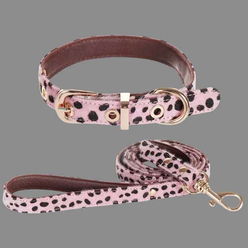 Leopard Print Horsehair Collar Chest Harness Leash Adjustable Set Small Dog Pet Supplies Accessories