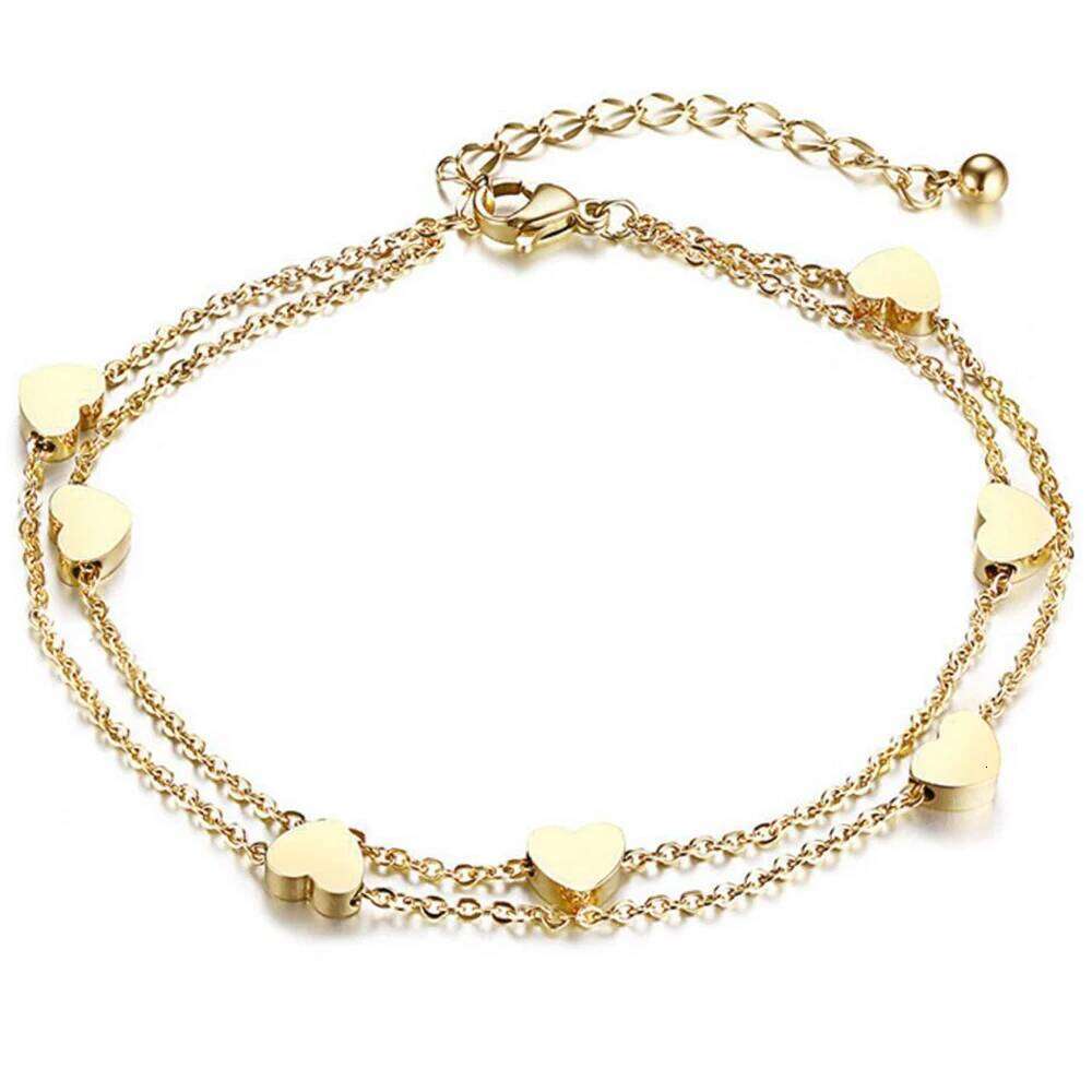 Fashionable, individual trendy heart-shaped perforated stainless titanium steel bracelet and anklets Z260225