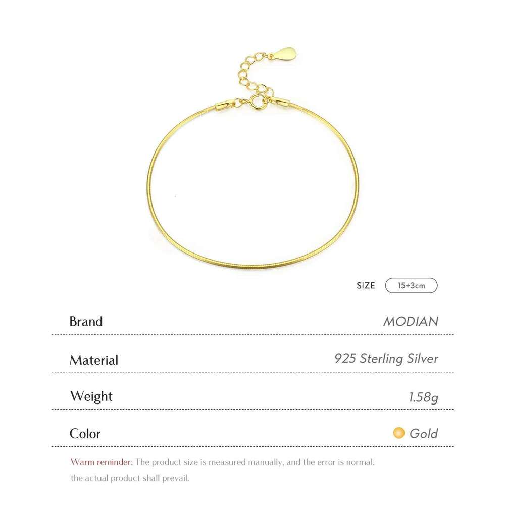 Modian Solid 925 Sterling Silver Simple Charm Snake Chain Bracelet Trendy Gold Color Bracelets For Women Party Fine Jewelry Gift Z260225