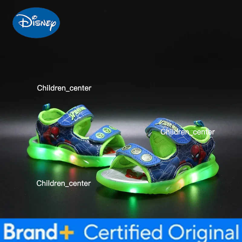 Disney Marvel Boys Girls Spider-Man Princess Led Light Up Luminous Sports Sandals Summer Kids Sandals Non-slip Toddler Shoes L260526