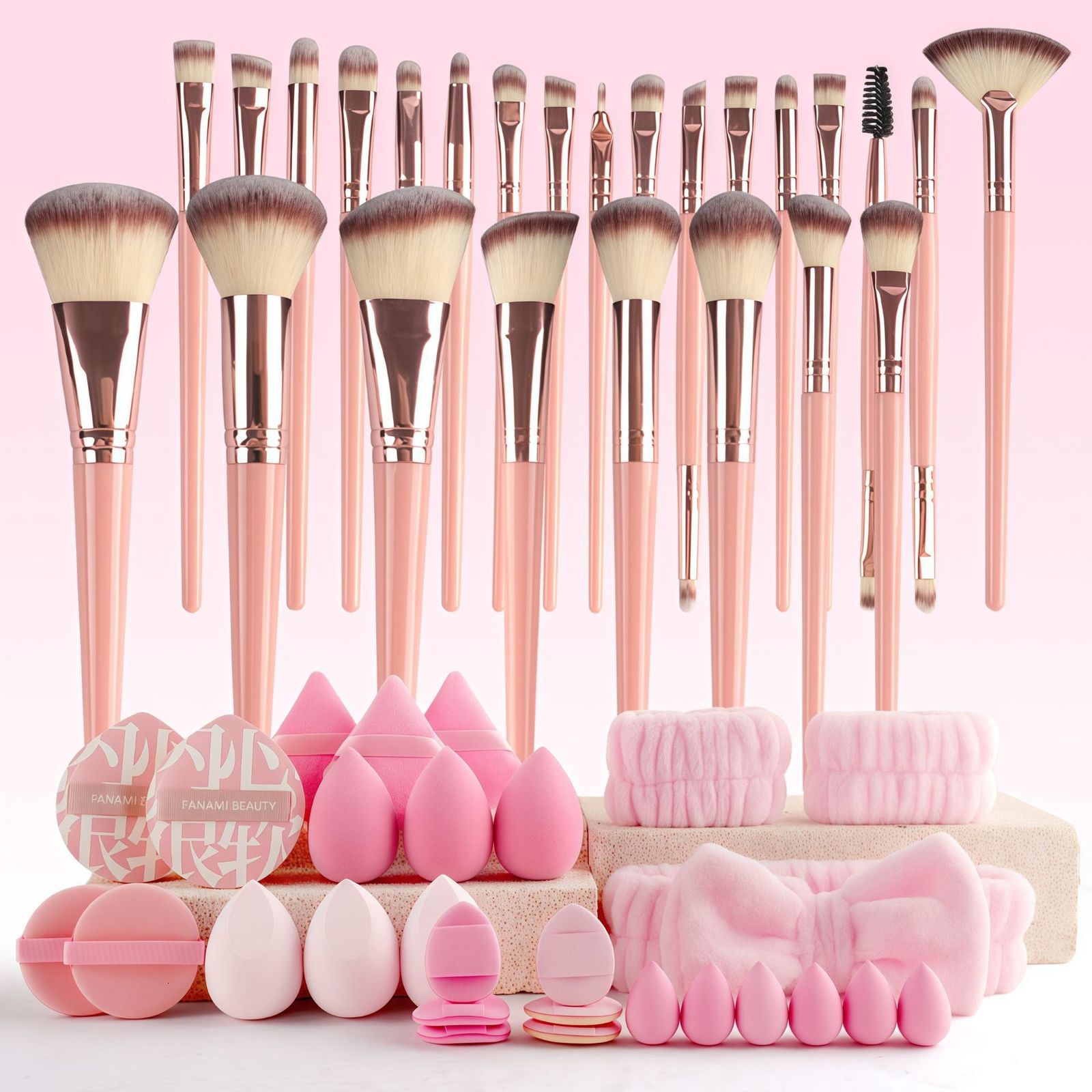 20 Pcs Pink Makeup Sponge and Makeup Puff Set Suitable for Face Cream and Powder Concealer Powder Makeup Machine 250610