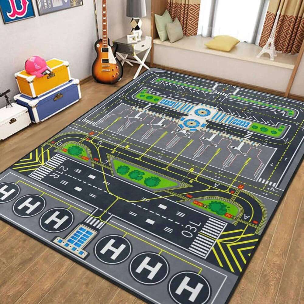 VIKAMA Children's Cartoon Puzzle Carpet Traffic Highway Map Fun Floor Bedroom Bedside Baby Crawling Mat Home Decoration W260226