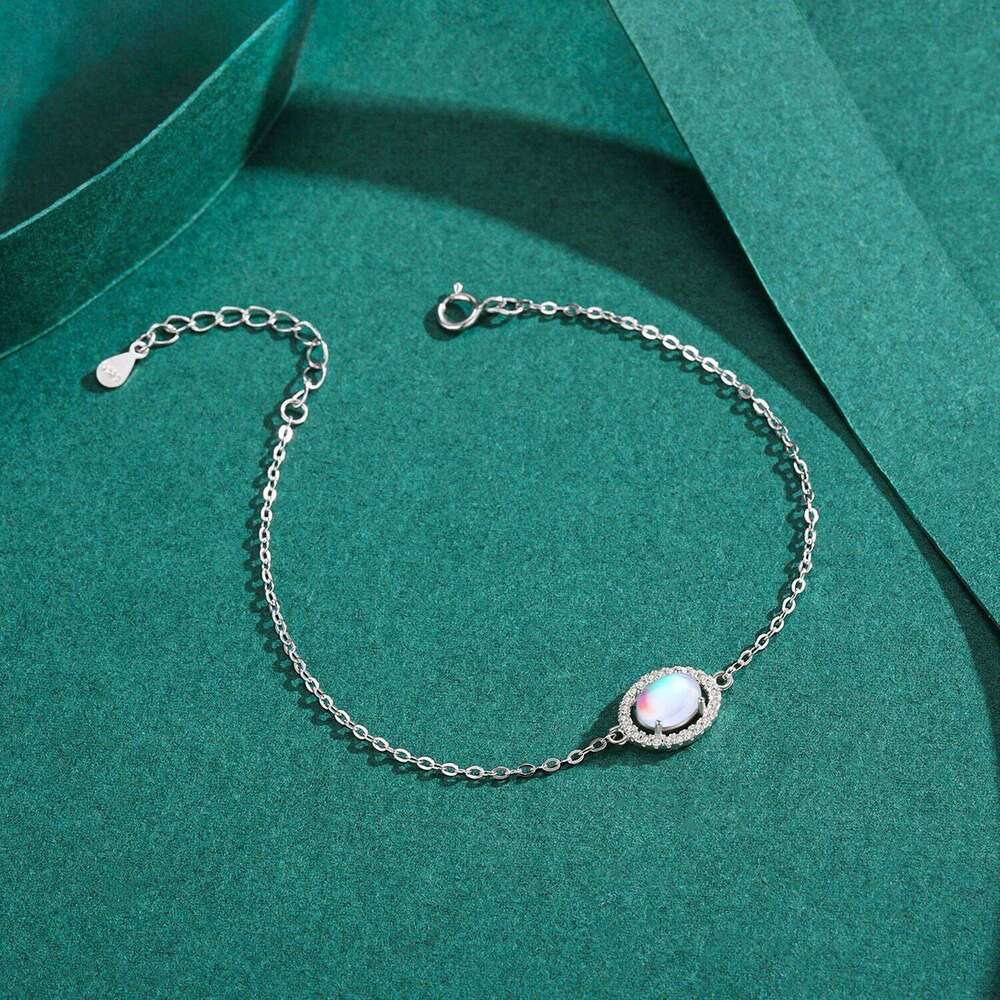 MODIAN Genuine 925 Sterling Silver Luxury Elegant Oval Natural Moonstone Chain Bracelet For Women Romantic Simple Fine Jewelry Z260225