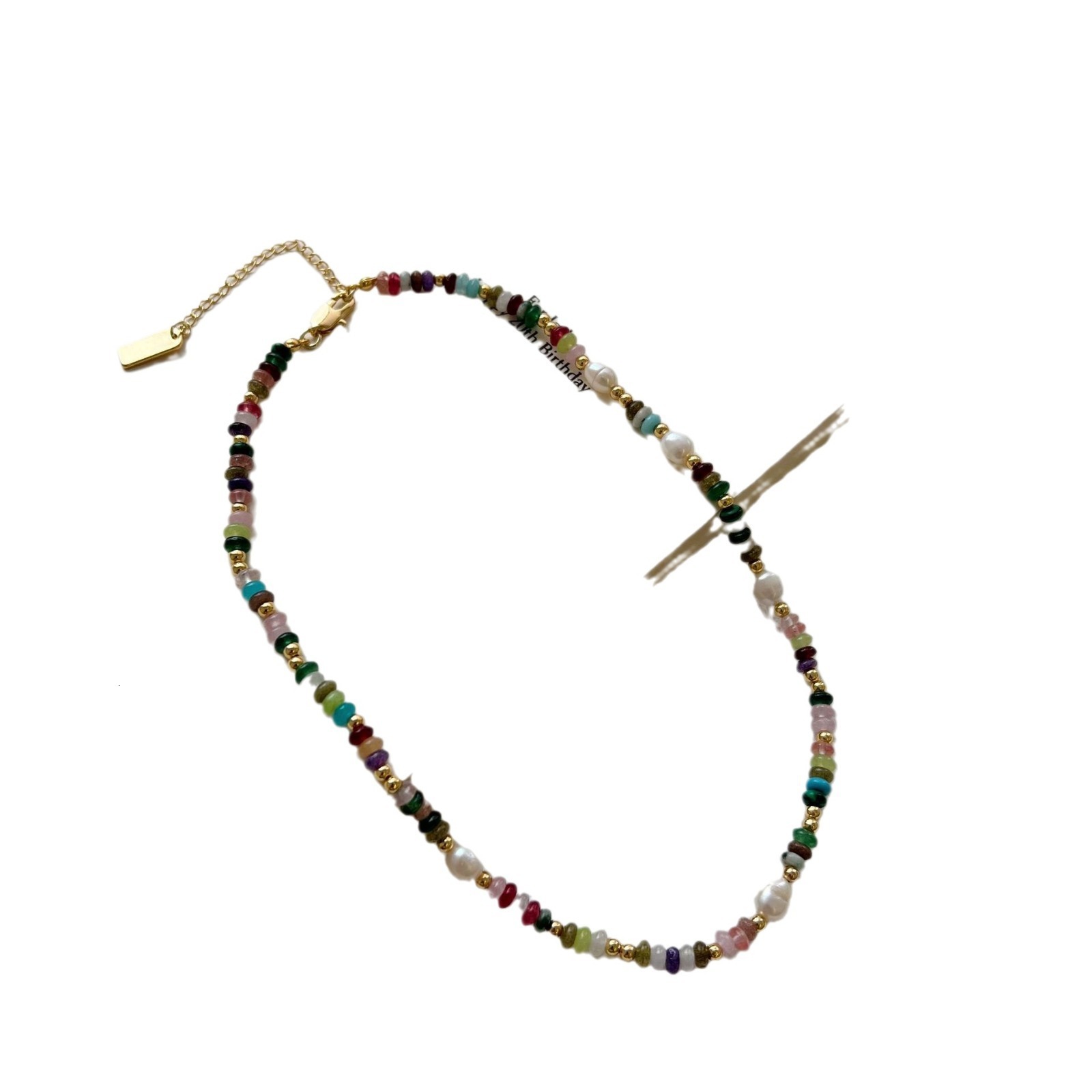 Natural stone womens collar ultimate cool childrens strand semi face bead antique gold-plated necklace 241017