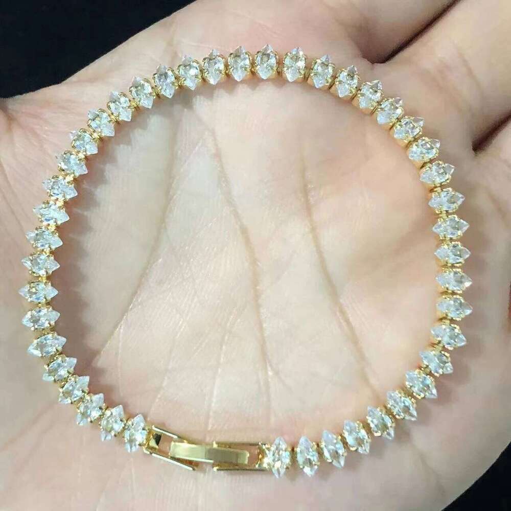 Luxury Roman Crystal Geometric Chain Bracelets for Women Trendy Goth Full Rhinestone Marquise Charm Tennis Bracelet Wed Jewelry Z260225