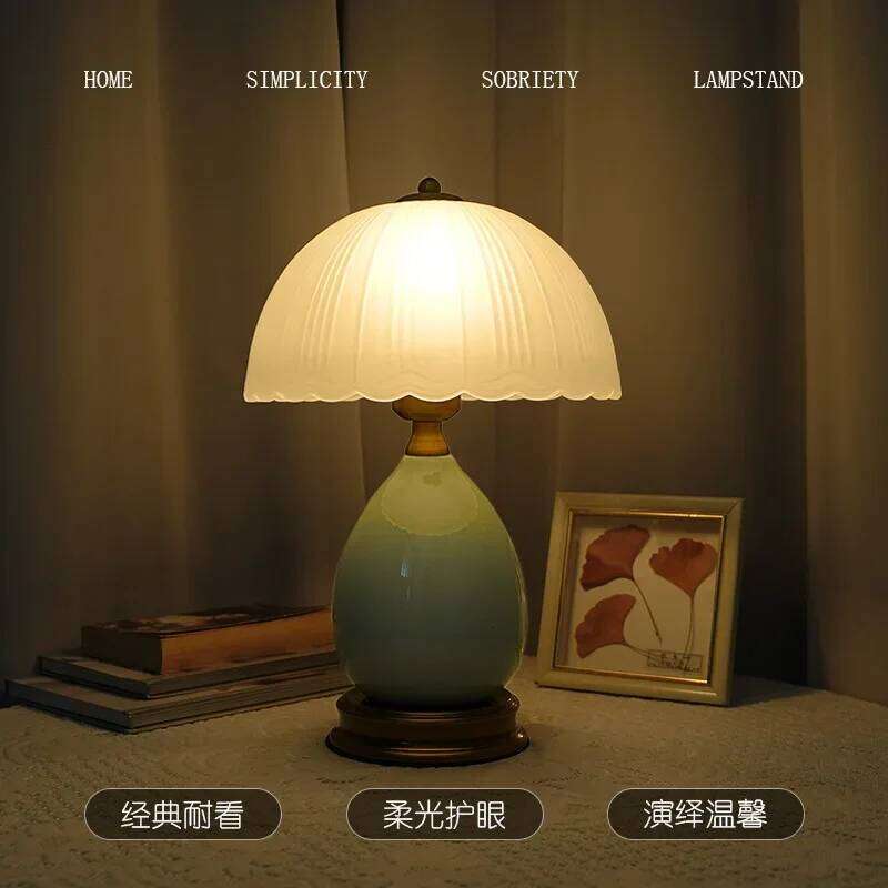 Nordic Retro Ice Crack High-end Bedroom Bedside Dormitory Study American Desk Lamp Light Luxury Creativity H260225