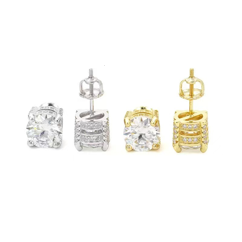 Fine Jewelry White Gold Plated Diamond Earrings Iced Out Silver 925 VVS Moissanite Women Men Hip Hop Fashion Earrings