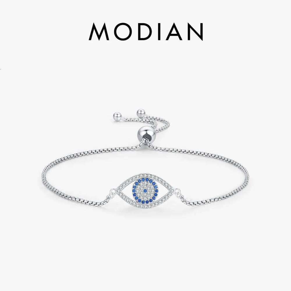 MODIAN 925 Sterling Silver Big Blue Eyes Basic Bracelet Fashion Style Braided Adjustable Chain Link For Women Anniversary Gift Z260225