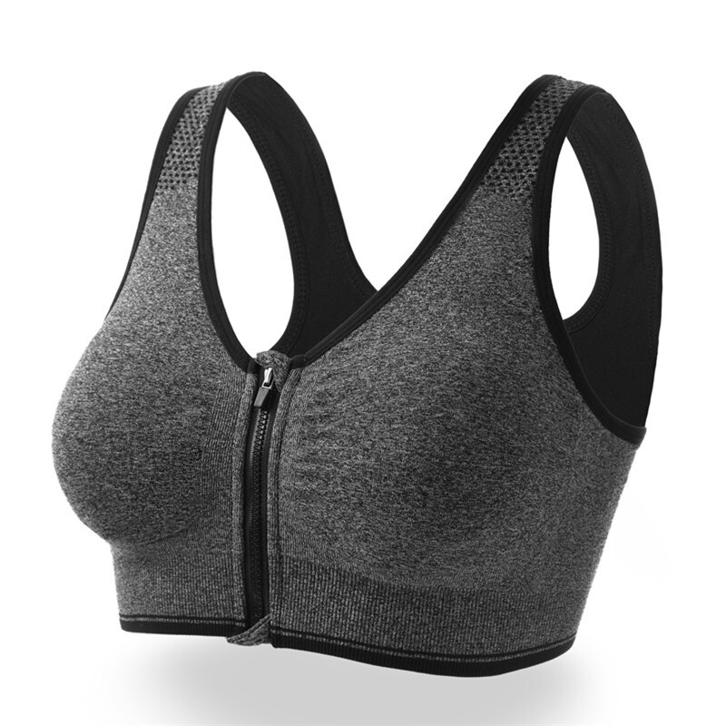 Y2K Front Zipper Sports Bra Professional Shockproof Breathable Wireless Running Vest Yoga Sports Underwear for Women