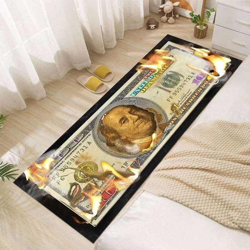 Dollar Bill Runner Rug Burning Currency Design Non-slip Carpets Creative Edgy Home Decor Entryway Mat Visual Art Portrait Carpet W260226