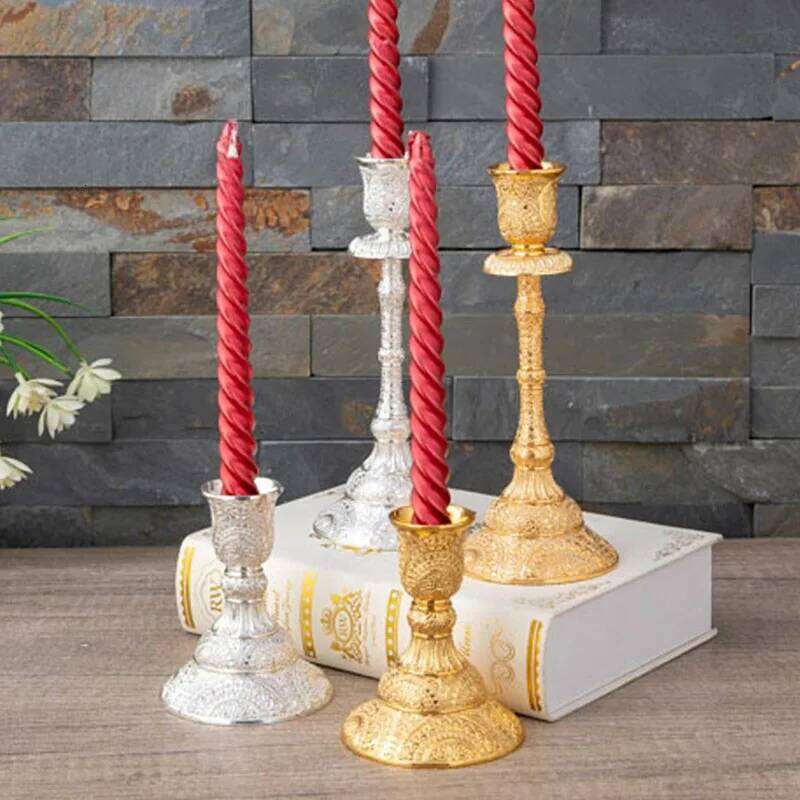 2pc European Style Metal Candlestick Candles Holders Gold Silver Dropshipping Wedding Ramadan Eid Religion Decorations Home W260226
