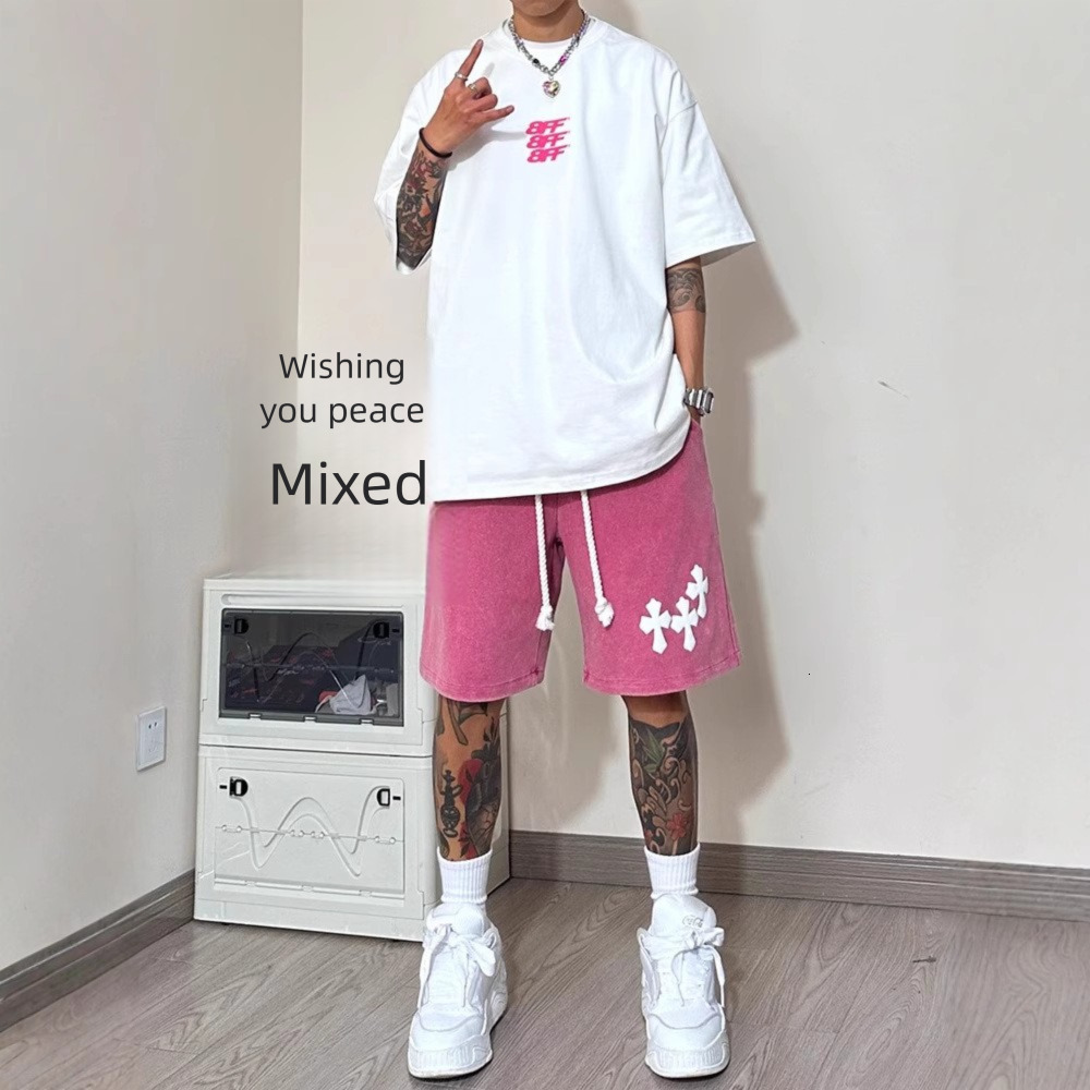 2026 New Design Water-rubbed Print Men's Shorts - Summer Lightweight Durable Sporty Worn-out Casual Basketball Shorts - Luxurious Men's Beac