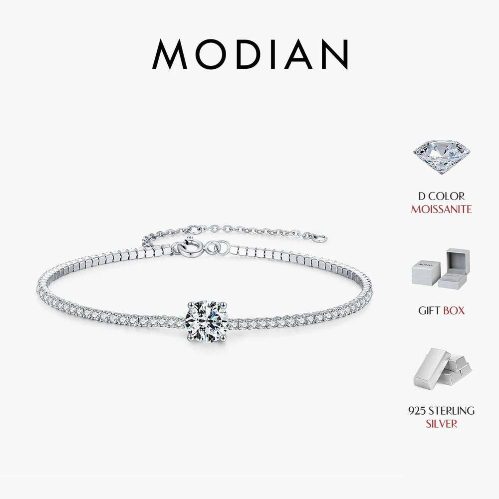 MODIAN 1CT Round D Color Moissanite Tennis Bracelet 925 Sterling Silver Luxury Stackable Bracelets For Women Vacation Jewelry Z260225