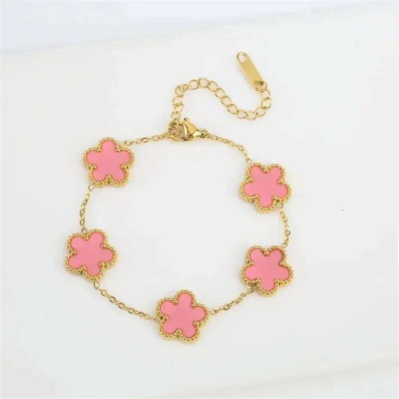 EVISPOL Luxury Stainless Steel for Women Girls Five Leaf Flower Bracelet Clover New Fashion Jewelry Gifts Z260225